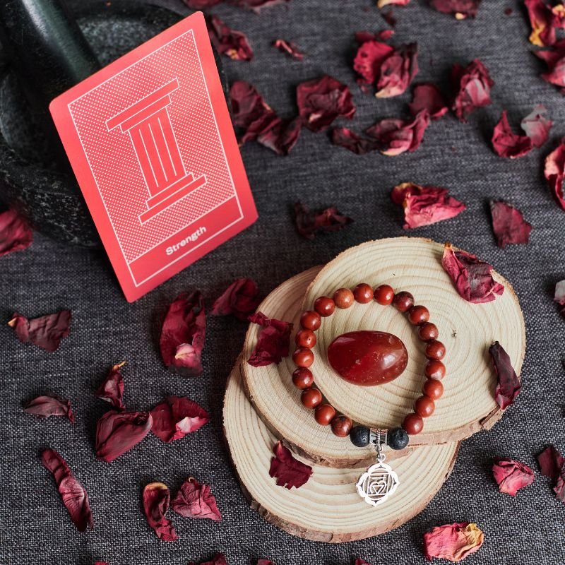 Esta imagen de producto muestra el Brazalete Muladhara (Jaspe Rojo)